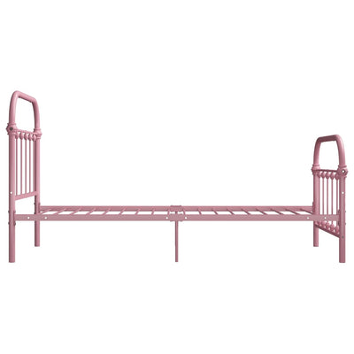 Sängynrunko pinkki metalli 90x200 cm