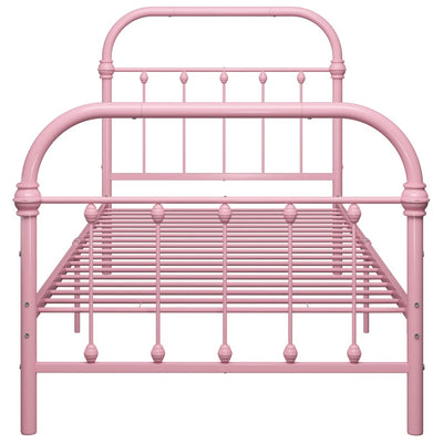 Sängynrunko pinkki metalli 90x200 cm