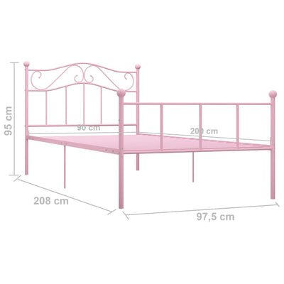 Sängynrunko pinkki metalli 90x200 cm
