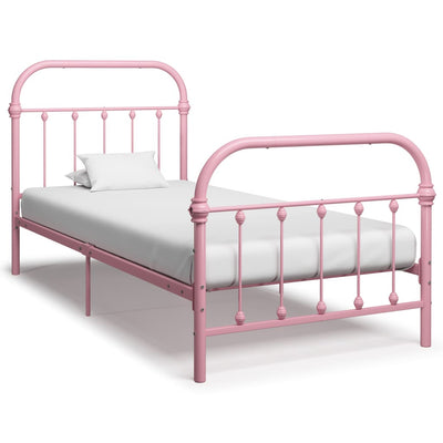 Sängynrunko pinkki metalli 90x200 cm
