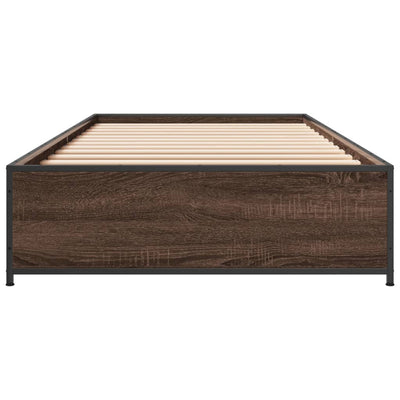 Sängynrunko ruskea tammi 100x200 cm tekninen puu ja metalli