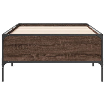 Sängynrunko ruskea tammi 100x200 cm tekninen puu ja metalli