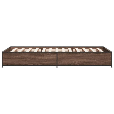 Sängynrunko ruskea tammi 100x200 cm tekninen puu ja metalli