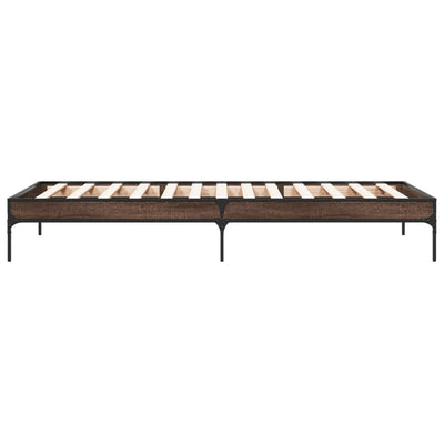Sängynrunko ruskea tammi 100x200 cm tekninen puu ja metalli