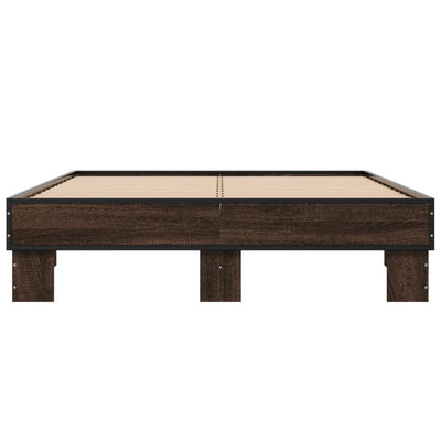 Sängynrunko ruskea tammi 135x190 cm tekninen puu ja metalli