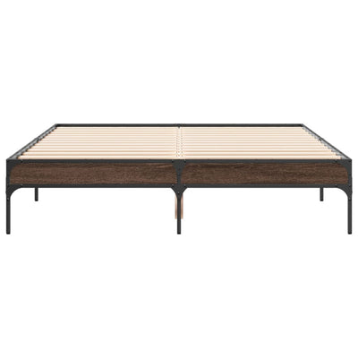 Sängynrunko ruskea tammi 140x190 cm tekninen puu ja metalli