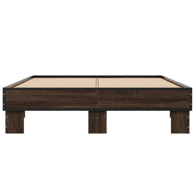 Sängynrunko ruskea tammi 140x190 cm tekninen puu ja metalli