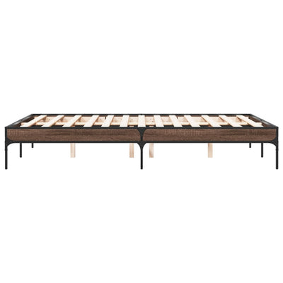 Sängynrunko ruskea tammi 140x190 cm tekninen puu ja metalli