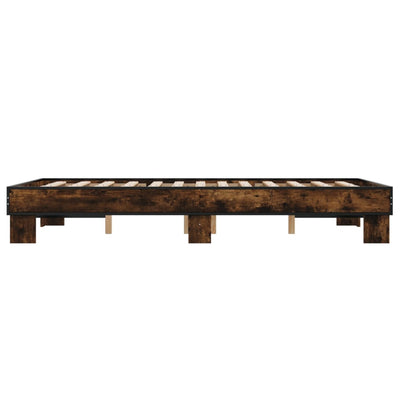 Sängynrunko ruskea tammi 140x190 cm tekninen puu ja metalli