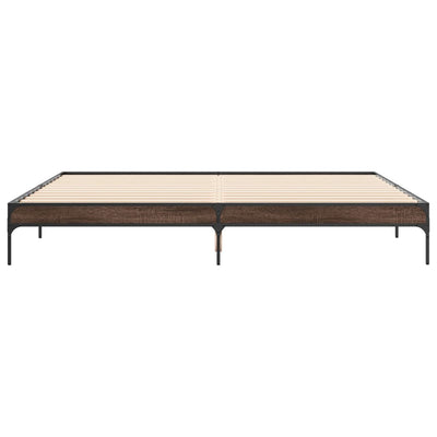 Sängynrunko ruskea tammi 200x200 cm tekninen puu ja metalli