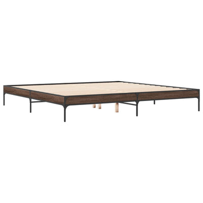 Sängynrunko ruskea tammi 200x200 cm tekninen puu ja metalli