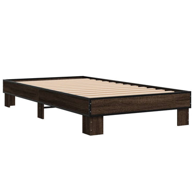 Sängynrunko ruskea tammi 75x190 cm tekninen puu ja metalli