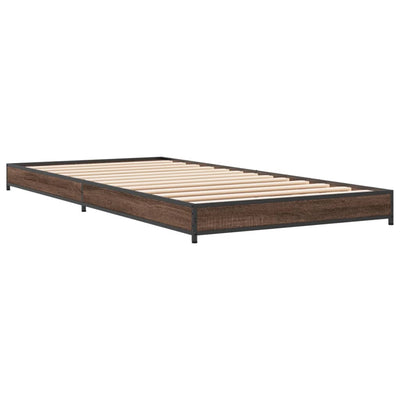 Sängynrunko ruskea tammi 75x190 cm tekninen puu ja metalli
