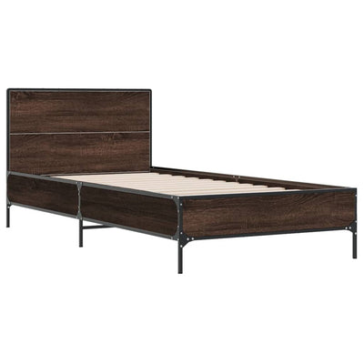 Sängynrunko ruskea tammi 75x190 cm tekninen puu ja metalli