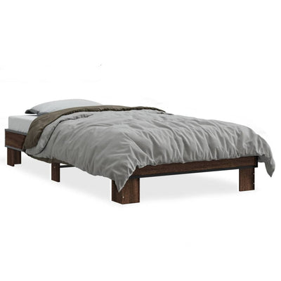 Sängynrunko ruskea tammi 75x190 cm tekninen puu ja metalli