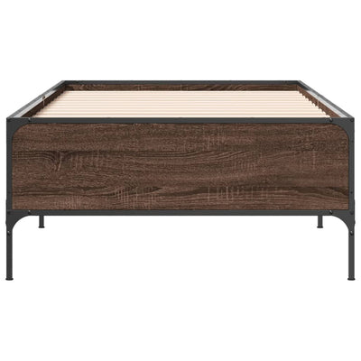 Sängynrunko ruskea tammi 75x190 cm tekninen puu ja metalli