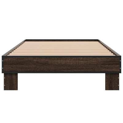Sängynrunko ruskea tammi 75x190 cm tekninen puu ja metalli