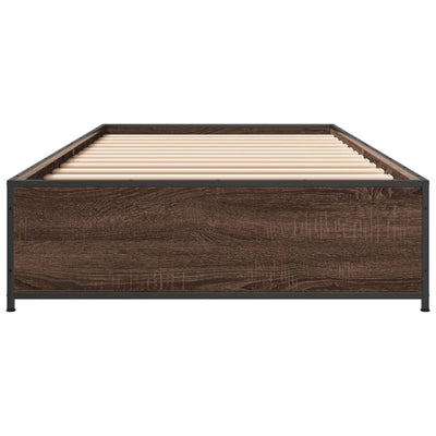 Sängynrunko ruskea tammi 75x190 cm tekninen puu ja metalli