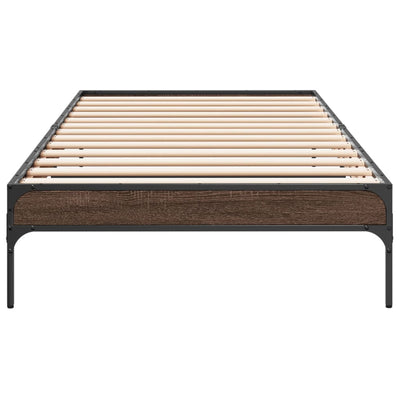 Sängynrunko ruskea tammi 75x190 cm tekninen puu ja metalli