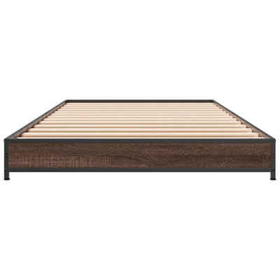 Sängynrunko ruskea tammi 75x190 cm tekninen puu ja metalli