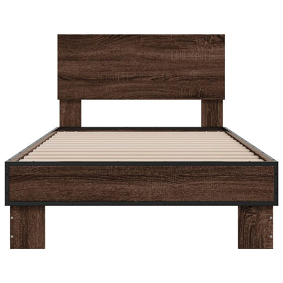 Sängynrunko ruskea tammi 75x190 cm tekninen puu ja metalli