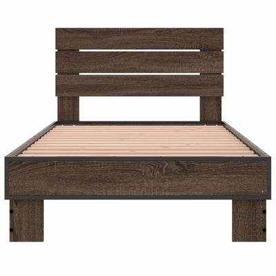 Sängynrunko ruskea tammi 75x190 cm tekninen puu ja metalli