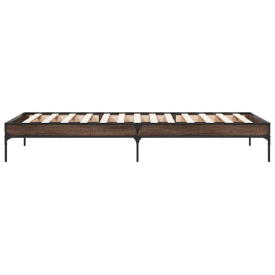 Sängynrunko ruskea tammi 75x190 cm tekninen puu ja metalli