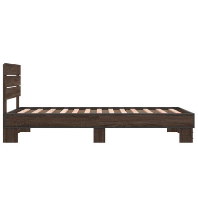 Sängynrunko ruskea tammi 75x190 cm tekninen puu ja metalli