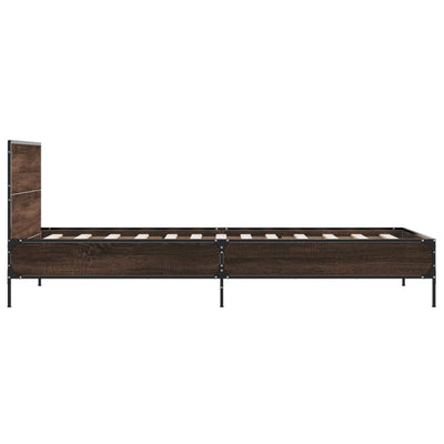 Sängynrunko ruskea tammi 75x190 cm tekninen puu ja metalli