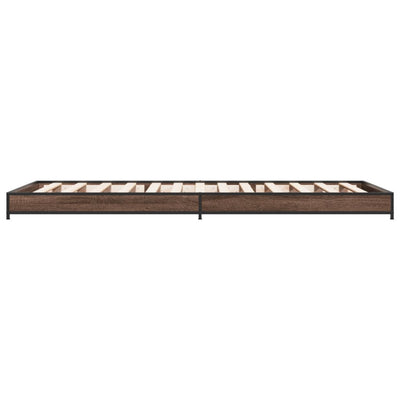 Sängynrunko ruskea tammi 75x190 cm tekninen puu ja metalli
