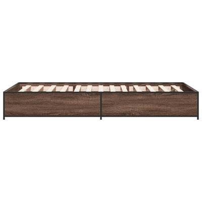 Sängynrunko ruskea tammi 75x190 cm tekninen puu ja metalli