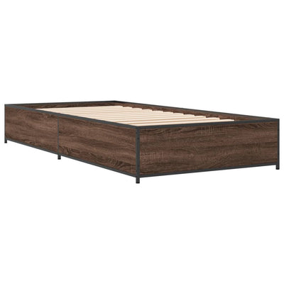 Sängynrunko ruskea tammi 75x190 cm tekninen puu ja metalli