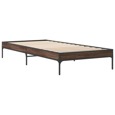 Sängynrunko ruskea tammi 75x190 cm tekninen puu ja metalli