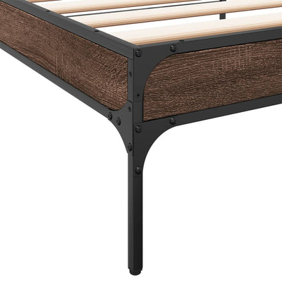 Sängynrunko ruskea tammi 75x190 cm tekninen puu ja metalli