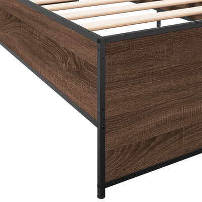 Sängynrunko ruskea tammi 75x190 cm tekninen puu ja metalli