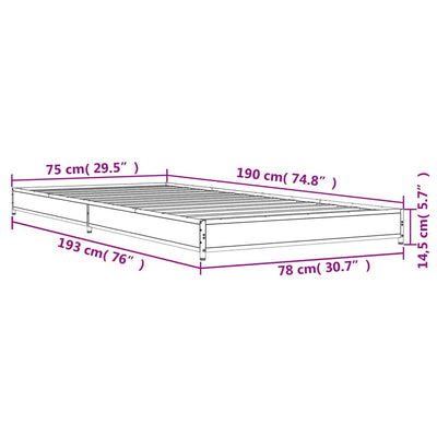 Sängynrunko ruskea tammi 75x190 cm tekninen puu ja metalli