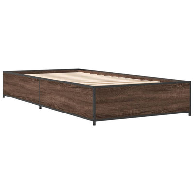 Sängynrunko ruskea tammi 90x190 cm tekninen puu ja metalli