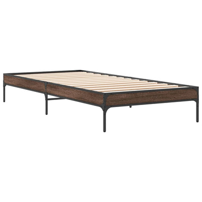 Sängynrunko ruskea tammi 90x190 cm tekninen puu ja metalli