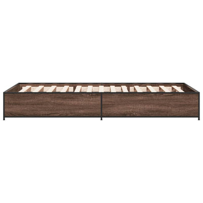 Sängynrunko ruskea tammi 90x190 cm tekninen puu ja metalli