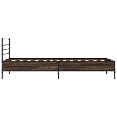 Sängynrunko ruskea tammi 90x190 cm tekninen puu ja metalli