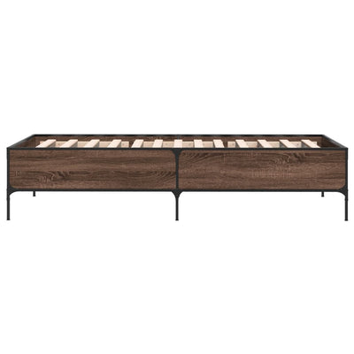 Sängynrunko ruskea tammi 90x190 cm tekninen puu ja metalli
