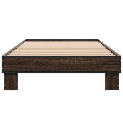 Sängynrunko ruskea tammi 90x200 cm tekninen puu ja metalli