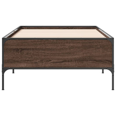 Sängynrunko ruskea tammi 90x200 cm tekninen puu ja metalli