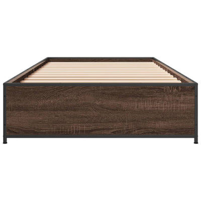Sängynrunko ruskea tammi 90x200 cm tekninen puu ja metalli