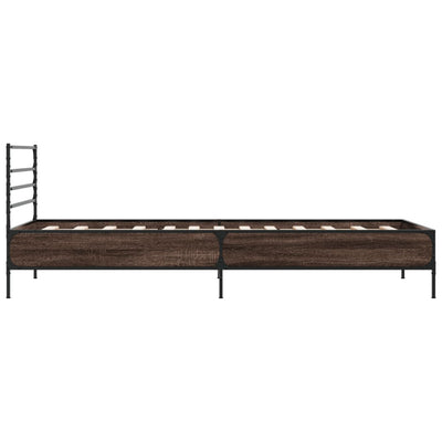 Sängynrunko ruskea tammi 90x200 cm tekninen puu ja metalli