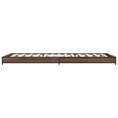 Sängynrunko ruskea tammi 90x200 cm tekninen puu ja metalli
