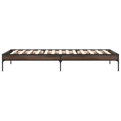 Sängynrunko ruskea tammi 90x200 cm tekninen puu ja metalli