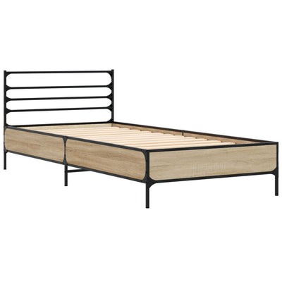 Sängynrunko Sonoma-tammi 75x190 cm tekninen puu ja metalli