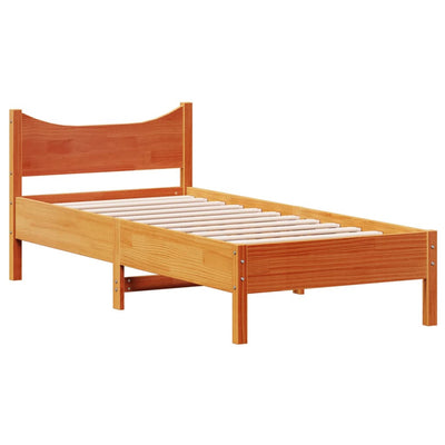 Sängynrunko vahanruskea 75x190 cm täysi mänty