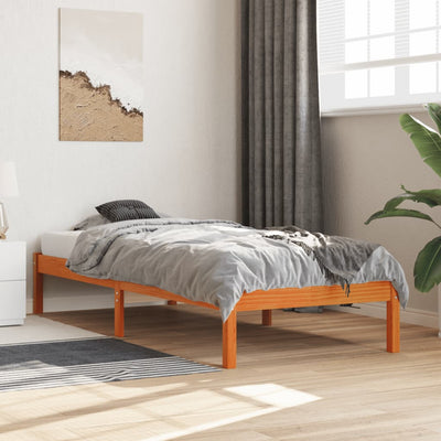 Sängynrunko vahanruskea 90x200 cm täysi mänty